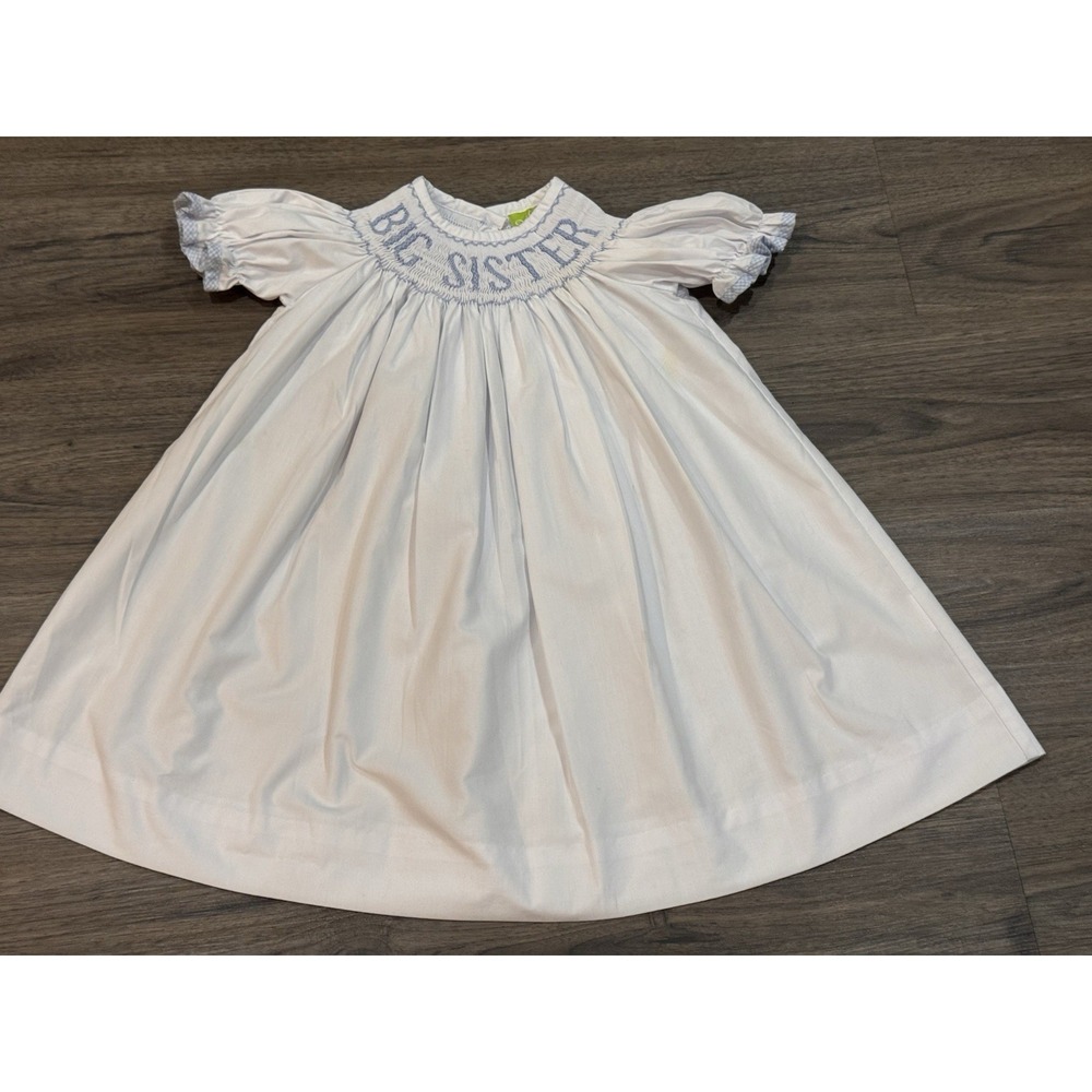 Big Sister Smocked Bishop Dress 24M Baby Announcement Southern Heirloom Boutique